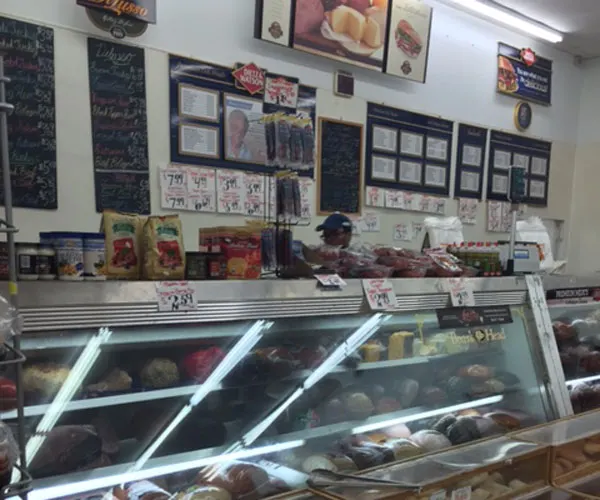 The deli counter and its glass case
